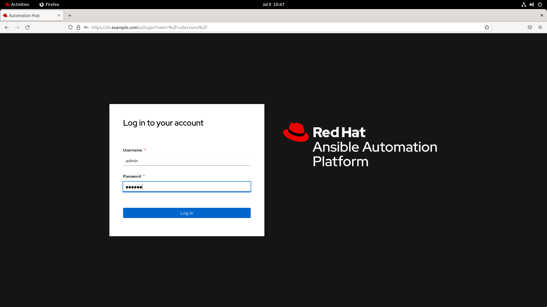 Ansible Automation Platform 2.4 Private Automation Hub Dashboard
