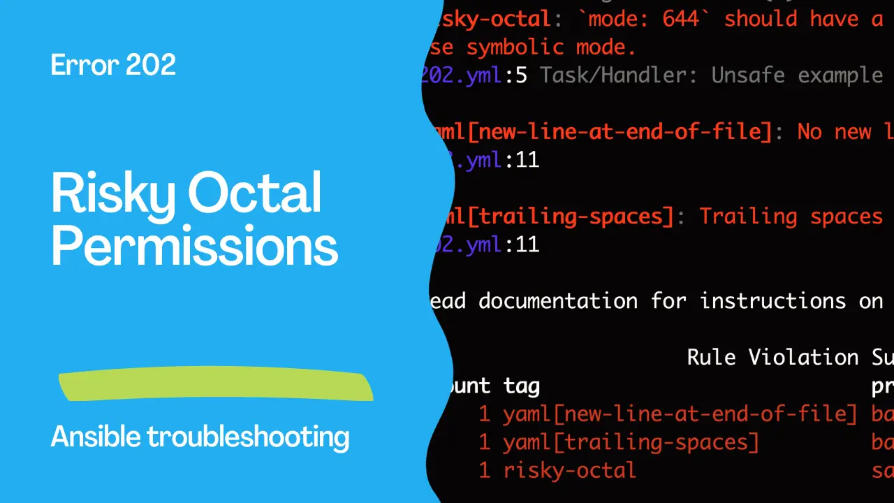 Ansible troubleshooting - Error 202: Risky Octal Permissions