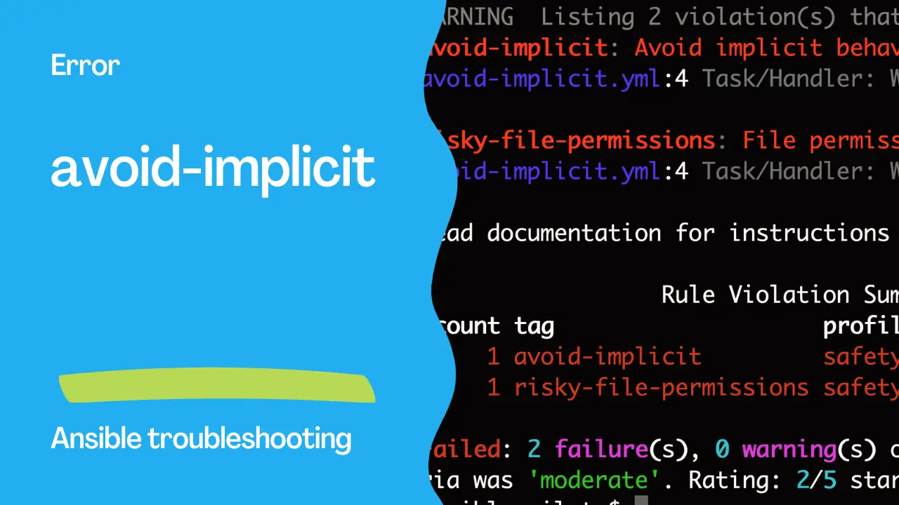 Ansible troubleshooting - Error avoid-implicit