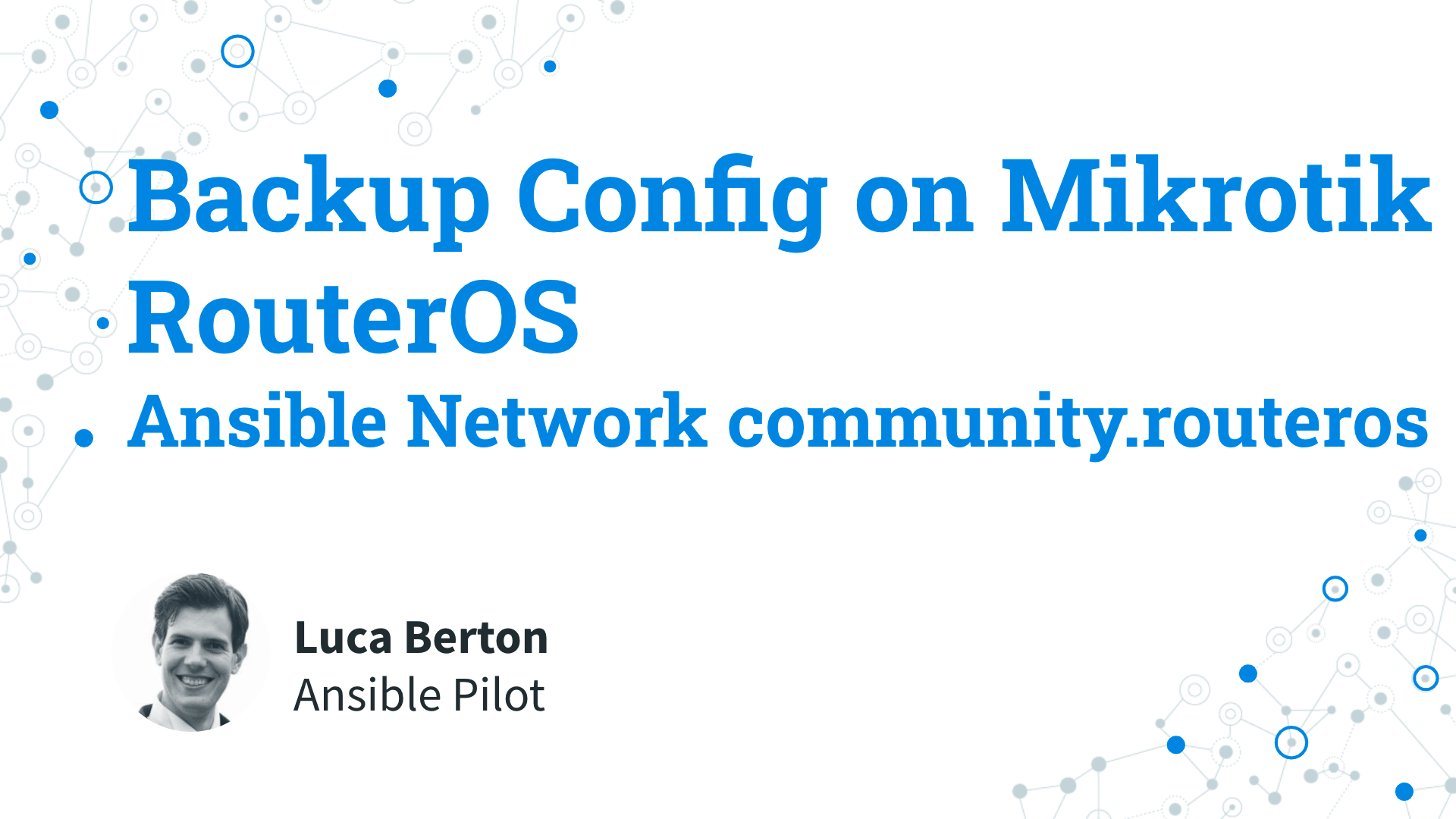 Backup Config on Mikrotik RouterOS - Ansible Network community.routeros