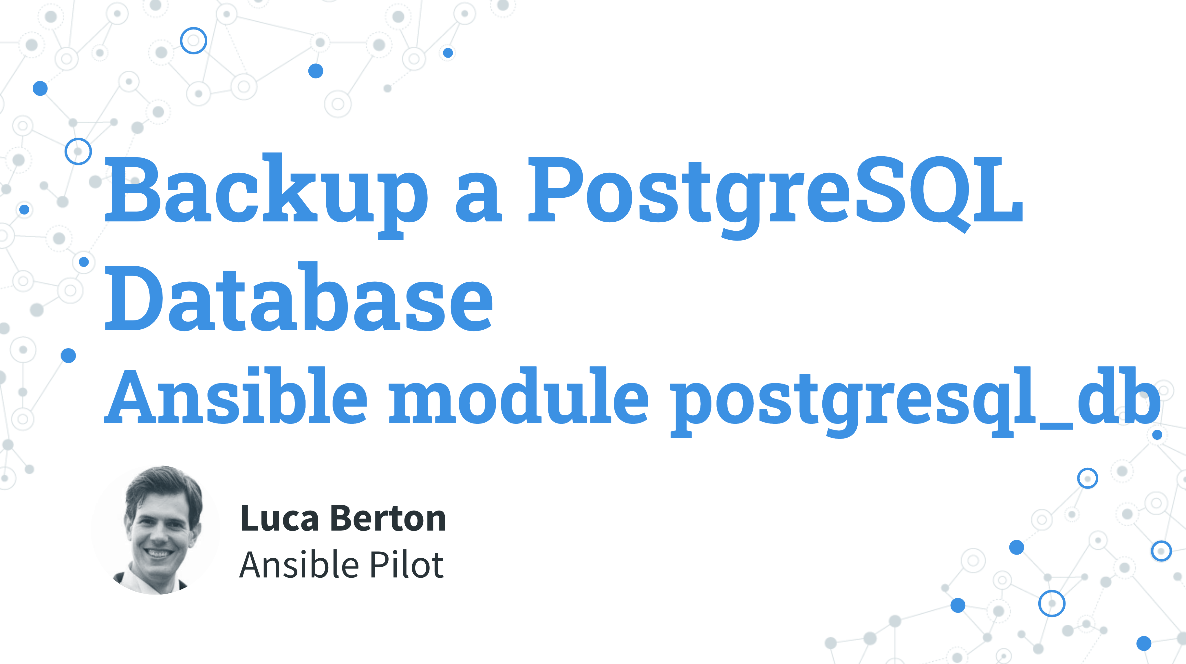 Backup a PostgreSQL Database - Ansible module postgresql_db