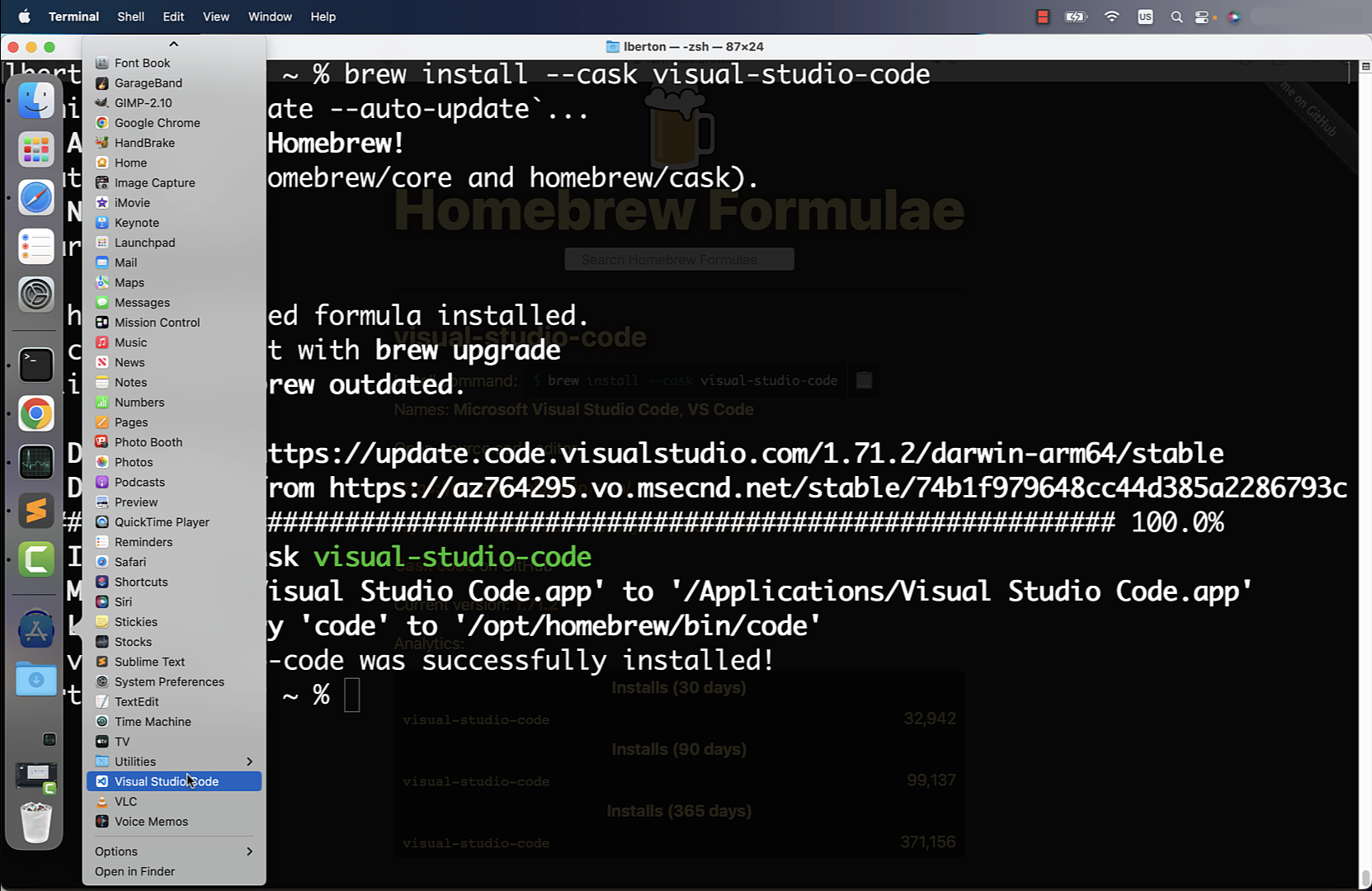Install Visual Studio Code Homebrew way